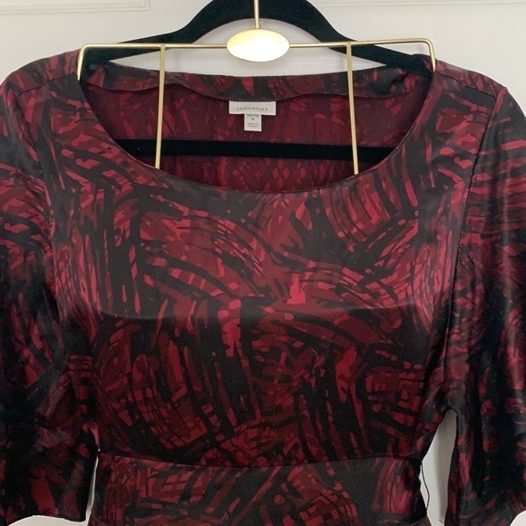 SEMANTIKS Red & Black 100% Silk Dress Size PM #90 - Picture 2 of 10
